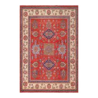 1990s Tribal Kazak Red & Beige Wool Rug - 10'2'' X 13'11'' For Sale