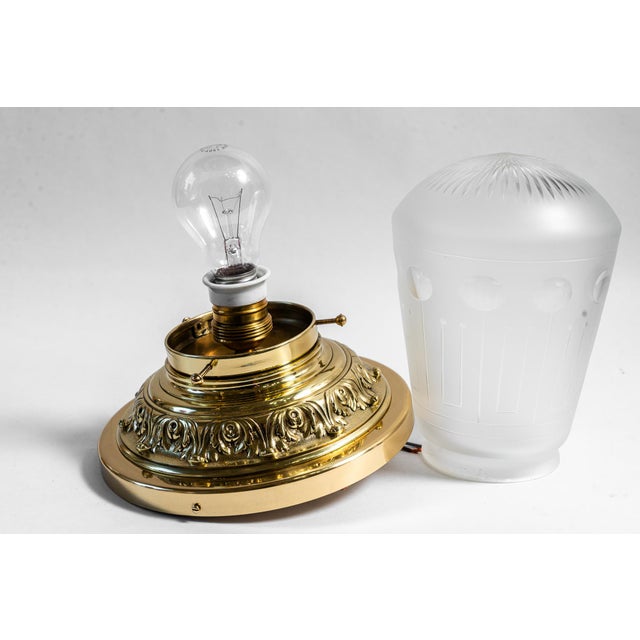 Historistic Brass Ceiling Lamp with Cut Glass Shade, Vienna, Austria, 1890s For Sale - Image 12 of 18