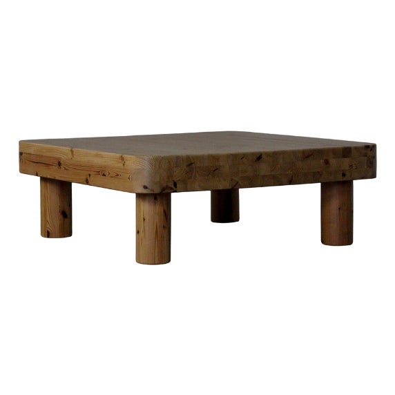 Square Pine Coffee Table, France, 1970s For Sale