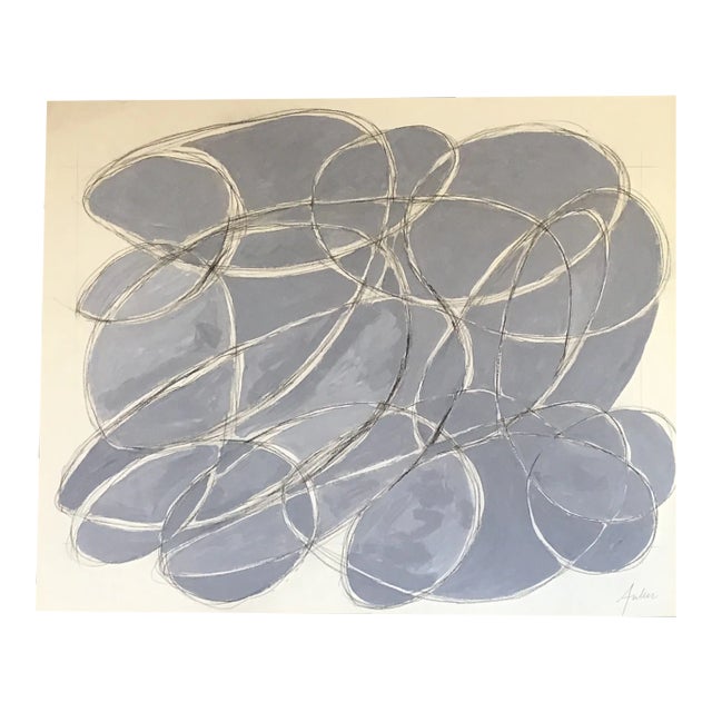 "Arcs in Gray Composition" Abstract Acrylic and Charcoal on Cream Paper by C L Auker For Sale