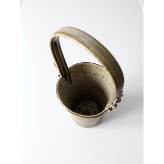 Vintage Frank Polizzi Pottery Basket Vase For Sale - Image 11 of 13
