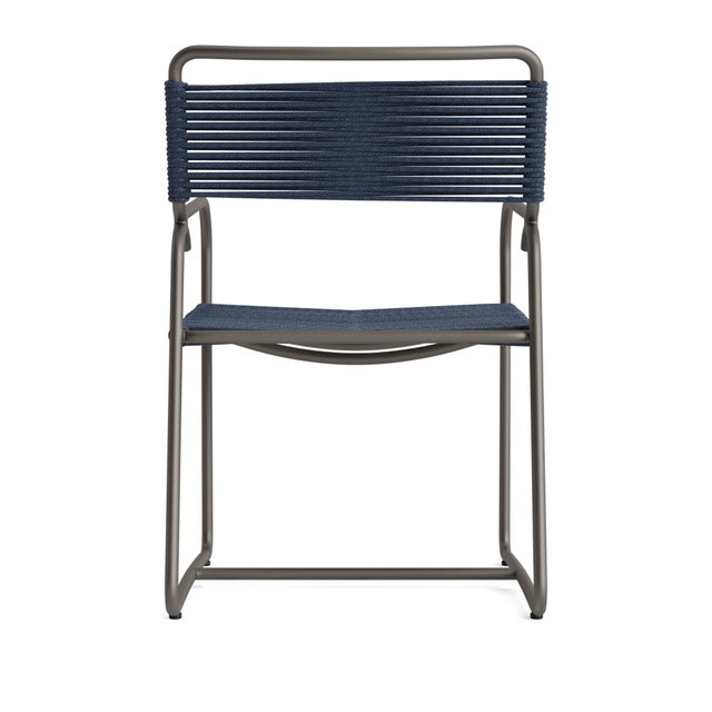 Brown Jordan Brown Jordan Walter Lamb Aluminum Arm Chair, Mica frame with Marine fabric For Sale - Image 4 of 12