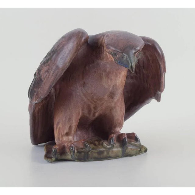 Michael Andersen and Sons, Bornholm Large and impressive ceramic sculpture of an eagle. Hand-glazed in shades of brown....