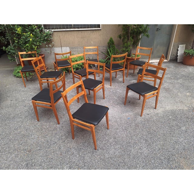 Model 103 Chairs in Dark Wood and Grey Fabric by Melchiorre Bega for Cassina, 1960s, Set of 6, in Very Good conditions....