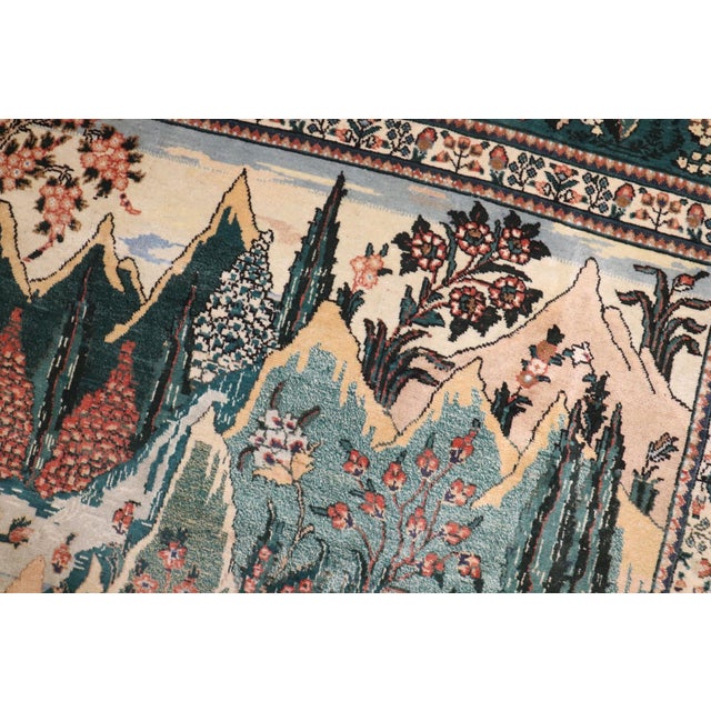 Early 20th Century Landscape Vintage Persian Tabriz Rug, 9'10'' X 13'3'' For Sale - Image 5 of 11