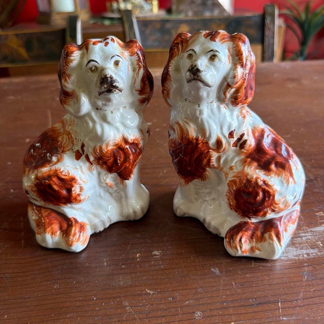 A Charming Pair of Antique Staffordshire Spaniel Dogs, Circa 1880 For Sale - Image 10 of 12