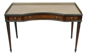 Late 20th Century Maitland Smith Mahogany Regency Style 3 Drawer Writing Desk W/ Brass Gallery