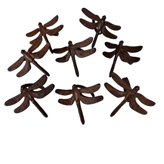 Late 20th Century Vintage Dragonfly Napkin Rings - Set of 8 For Sale - Image 5 of 7