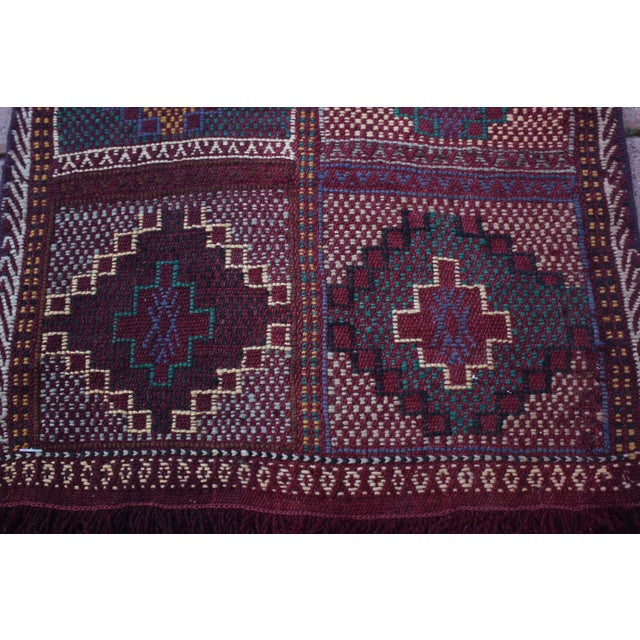 1970s Tribal Burgundy Geometric Oushak Cecim Rug For Sale - Image 11 of 13