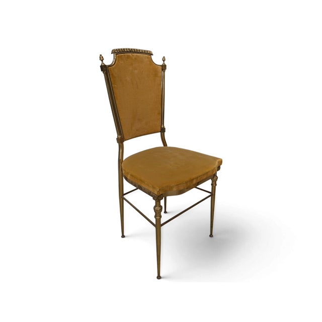 Brass and Mustard Velvet Chairs, 1960s, Set of 6 For Sale - Image 4 of 15