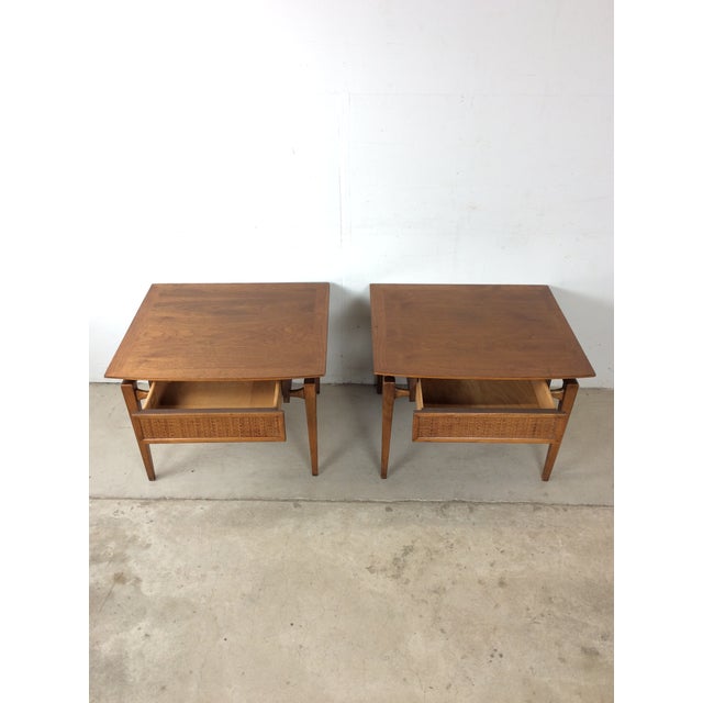 Wood Pair of Mid Century Modern End Tables With Drawer by Lane Furniture For Sale - Image 7 of 18