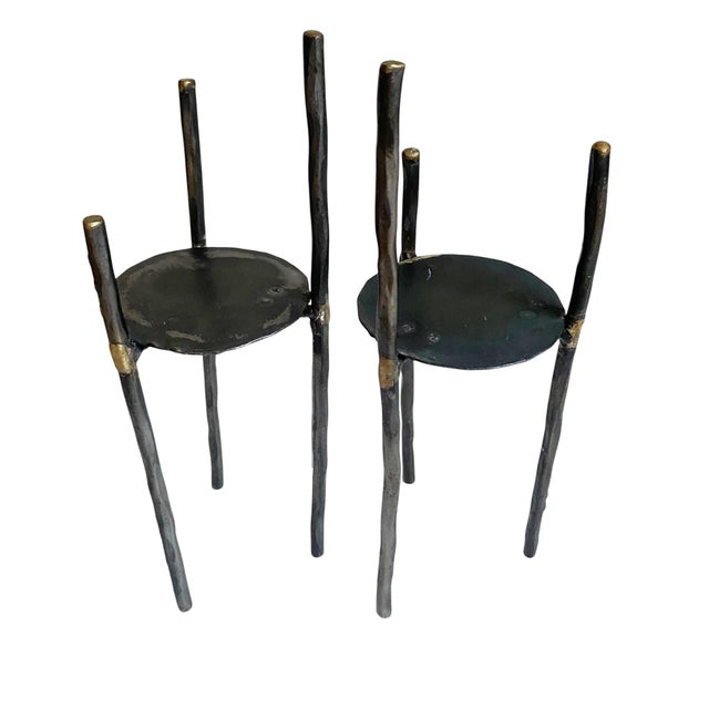 Brutalist Black Iron Metal Twig Candle Holder MCM Decor For Sale - Image 4 of 7