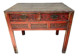 Antique Chinese Lacquered Ming Style Desk