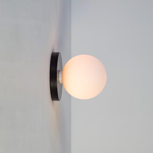 Black Globe Sconce Black, Modern, 5 Inch Glass Globes, by Research.Lighting, Modern, Minimal For Sale - Image 8 of 9