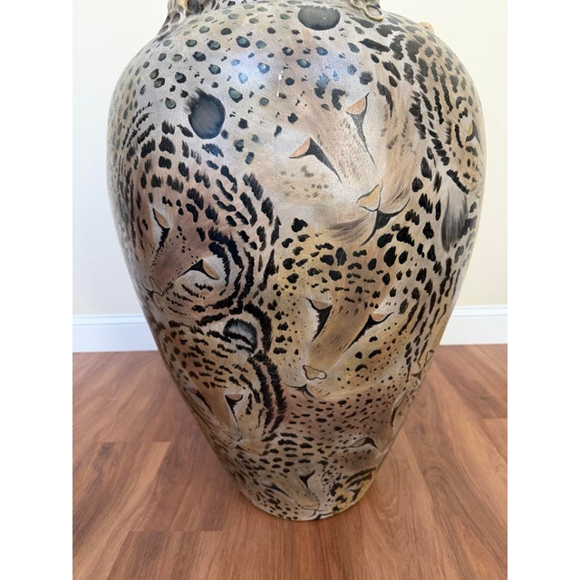 Late 20th Century 20th Century Cheetah Motif Ceramic Urn For Sale - Image 5 of 17