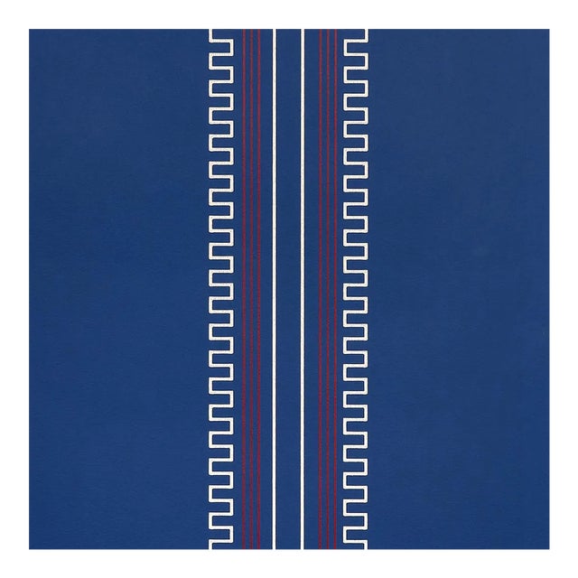 Schumacher X Mary McDonald Greco Stripe Wallpaper in Navy For Sale