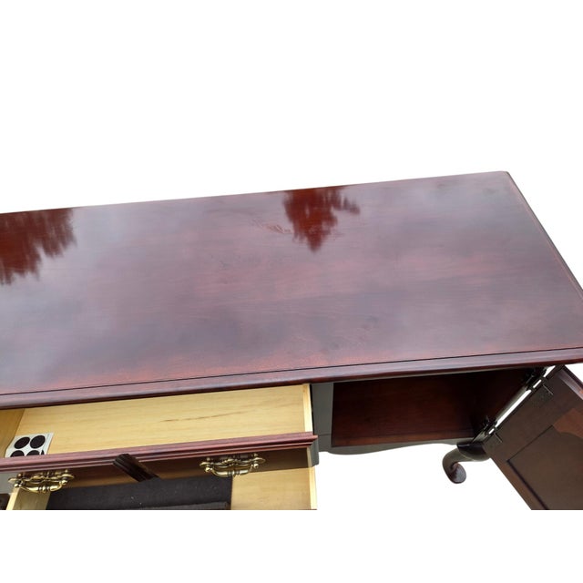 1990s Thomasville Collectors Cherry Queen Ann Server Sideboard Buffet Console Bar For Sale - Image 14 of 14