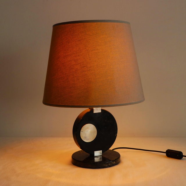 Metal Black Marble and Silver Table Lamp, 1970s For Sale - Image 7 of 7