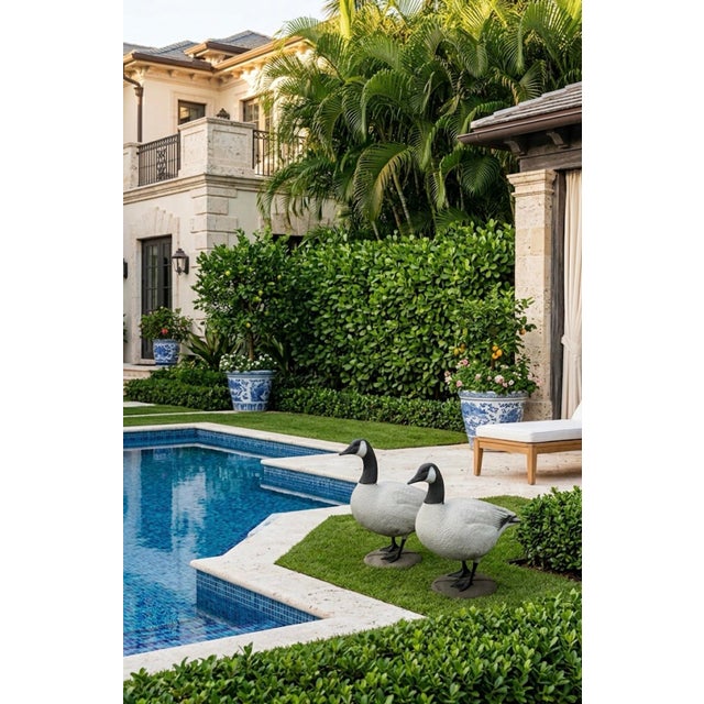 Pair of Vintage-Style Resin Canada Goose Garden Statuary For Sale - Image 11 of 12
