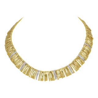 Designer Roberto Coin Diamond Elephant Skin Necklace, 18 Karat Gold 53 Grams For Sale