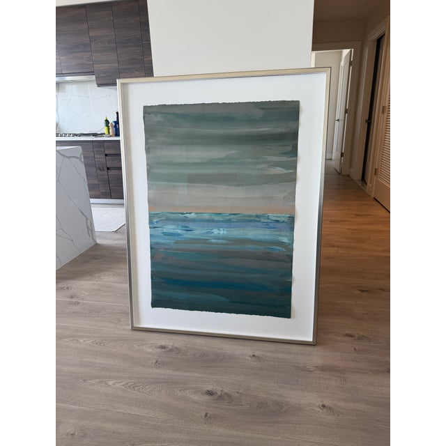 Large Sharon Strasburg Painting (blues) Sharon Strasburg is a printmaker best known for her sensitive and richly luminous...