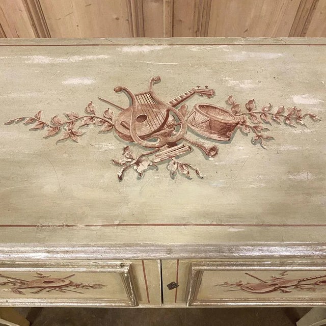 Antique Italian Neoclassical Hand-Painted Low Buffet ~ Sofa Table ~ Console For Sale In Dallas - Image 6 of 13