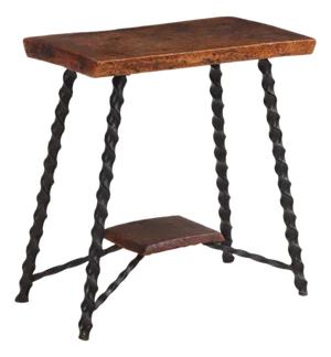 A French Brutalist Style Elm and Iron Console / Occasional Table, C. 1950.