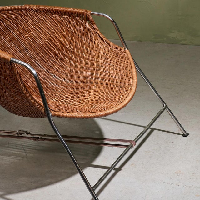 Coqueta Chair in Stainless Steel, Wicker and Leather by Pete Sans, Spain, 1980s For Sale - Image 12 of 13