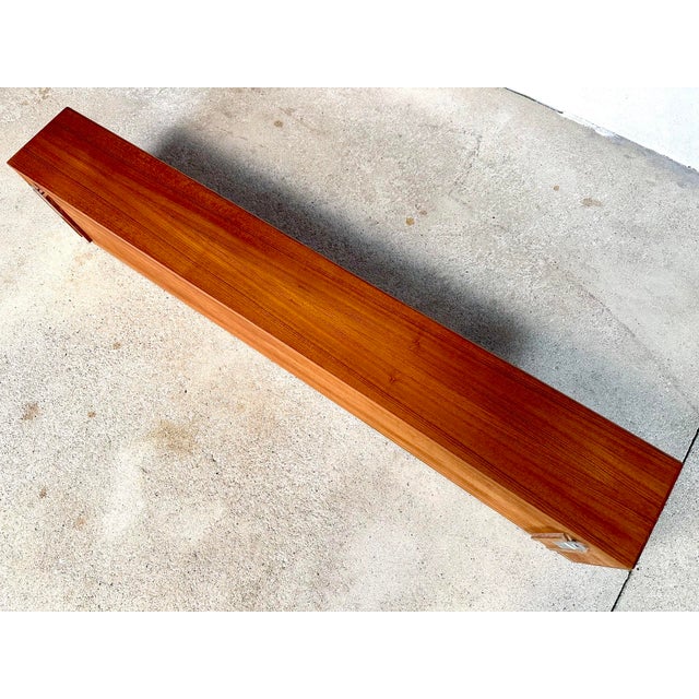 Long Minimalist Teakwood Wall Shelf, 1960s For Sale - Image 11 of 18