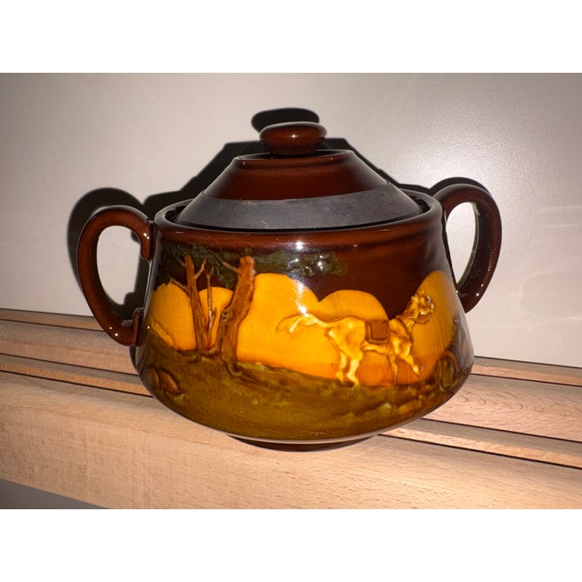 Ceramic Vintage Kingsware Ceramic Sugar Bowl with Lid from Royal Doulton, 1950 For Sale - Image 7 of 10