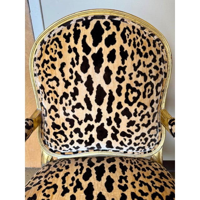 French Gilt Bergère Chair With Brunschwig & Fils Leopard Velvet For Sale - Image 9 of 9