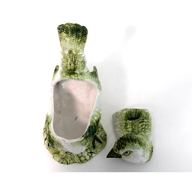 Italian Porcelain Majolica Style Bird Lidded Dish For Sale - Image 10 of 11