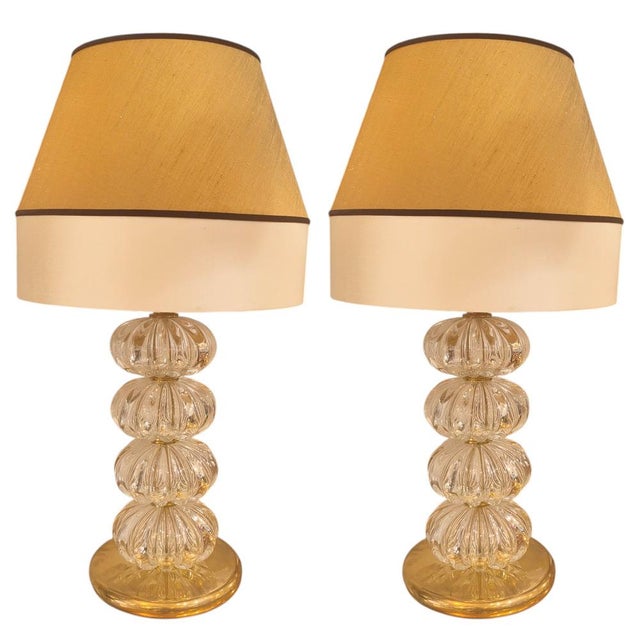 Murano Glass Lamps with Gallons, 1970s, Set of 2 For Sale - Image 4 of 4