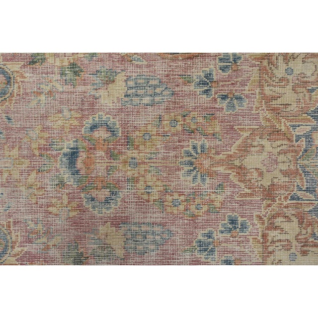 Textile Kerman Rug 6’4” X 10’4” Pink Wool Vintage Distressed Hand-Knotted Carpet For Sale - Image 7 of 15