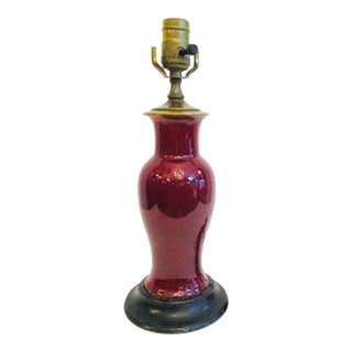 Antique 1910s Chinese Oxblood Baluster Vase Lamp For Sale