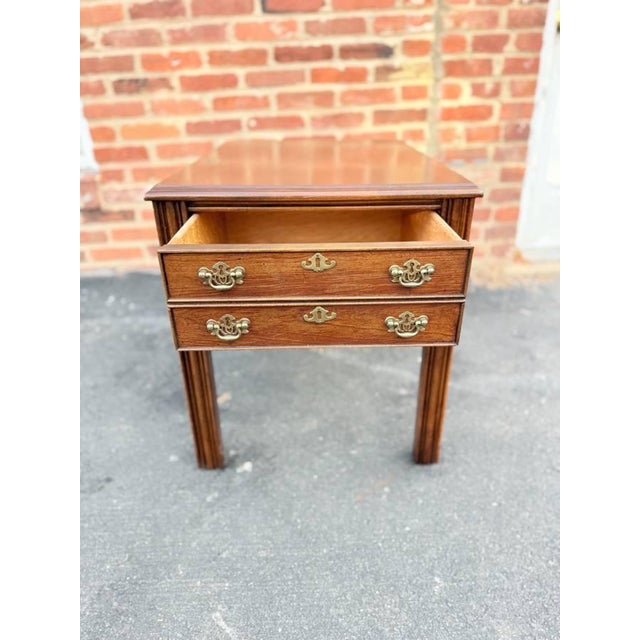 Late 20th Century Pair of Chippendale Style Altavista Virginia Inlaid Side End Tables by Lanes For Sale - Image 13 of 18