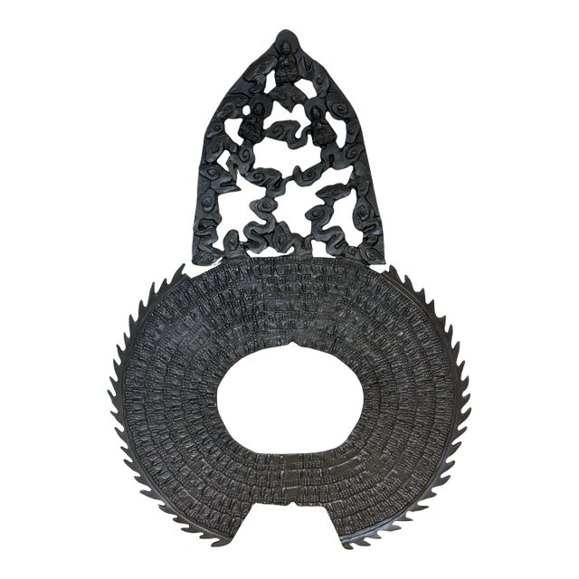 Monumental Buddhist Aureole (Halo) Fragment with Seated Buddhas, China, 20th C. For Sale