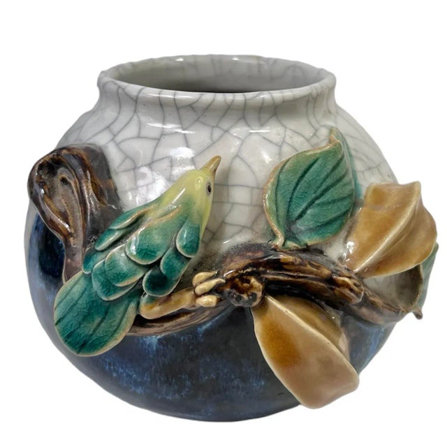 Early 1900s Hand-Painted Majolica Glazed Pot For Sale - Image 10 of 10