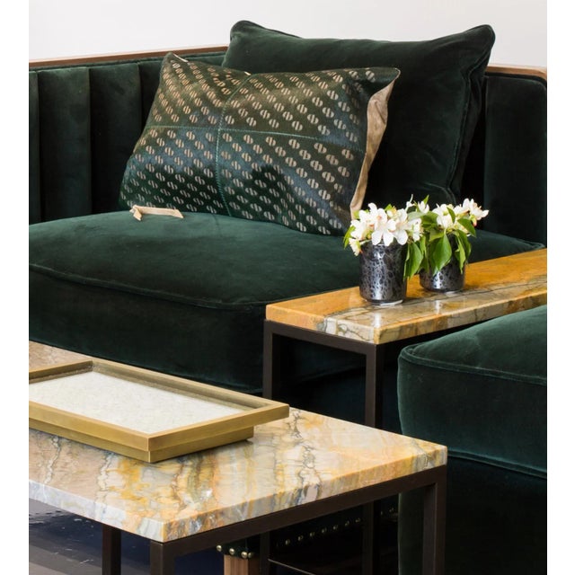 Not Yet Made - Made To Order Seaweed Green Patterned Cowhide Cushion with Leather Zip Tassels by Casa Botelho For Sale - Image 5 of 10