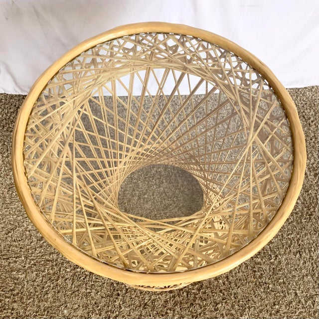 Mid-Century Modern Mid Century Modern Spun Fiber Glass Hour Glass Side Table For Sale - Image 3 of 3