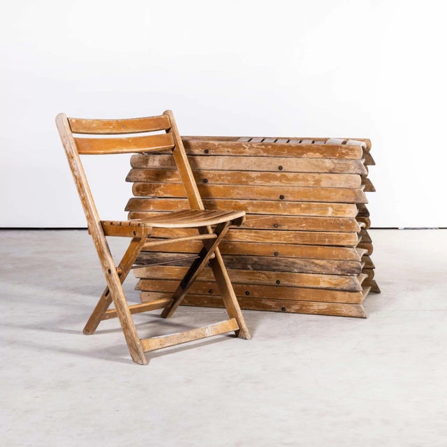 Beech Folding Chairs, 1960s, Set of 12 For Sale - Image 9 of 9