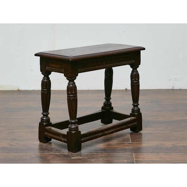 19th Century English Oak Joint Stool with Turned Legs For Sale - Image 11 of 12