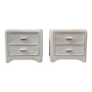 Boho Chic Waterfall Pencil Reed Nightstands - A Pair For Sale