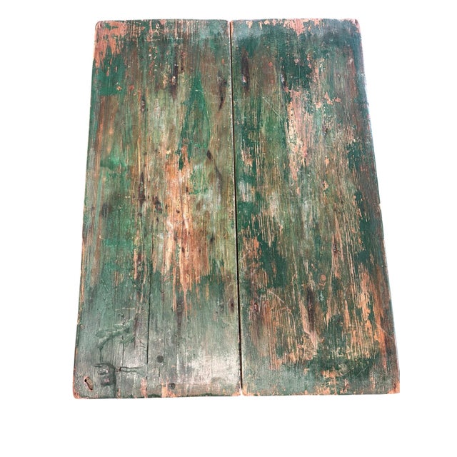 Wood 19th Century Primitive Green Painted Farm Table For Sale - Image 7 of 12