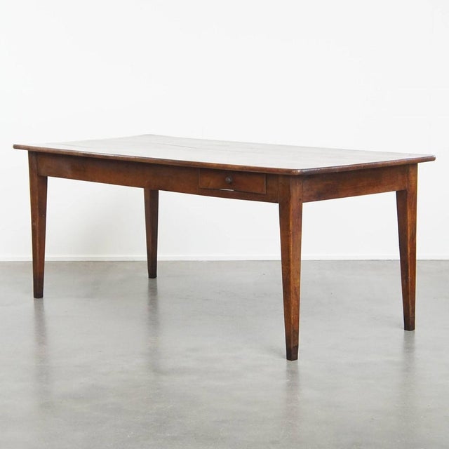 Antique French Cherry Dining Table with a Large Extendable Top and a Drawer For Sale - Image 17 of 17