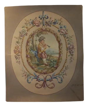 Study for Louis XVI Style Tapestry, 1890s, Gouache on Paper