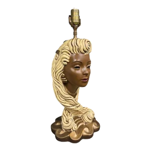Mid-Century Female Bust Chalkware Lamp
