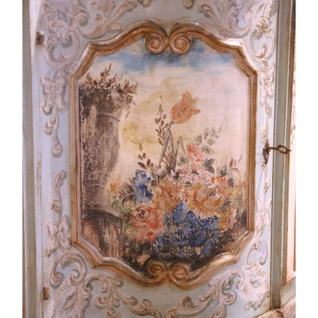 Early 20th C. Venetian Painted Sideboard With Faux Marble Top and Floral Panels For Sale - Image 17 of 18