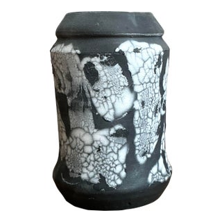 Vintage Original Raku Fired Pottery Vase For Sale