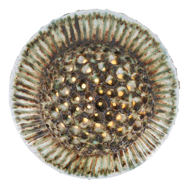 Round Ceramic Wall Light in the style of Axella, Denmark, 1970s For Sale